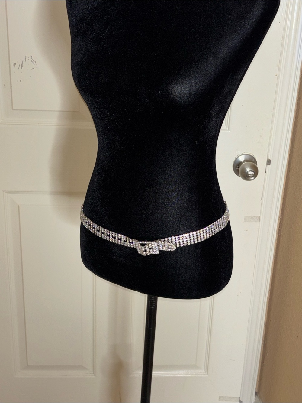 Flawless 5-Row Rhinestone Belt w Square Buckle Elegant Fit 27.5" - 35" Stunning! - Picture 6 of 11